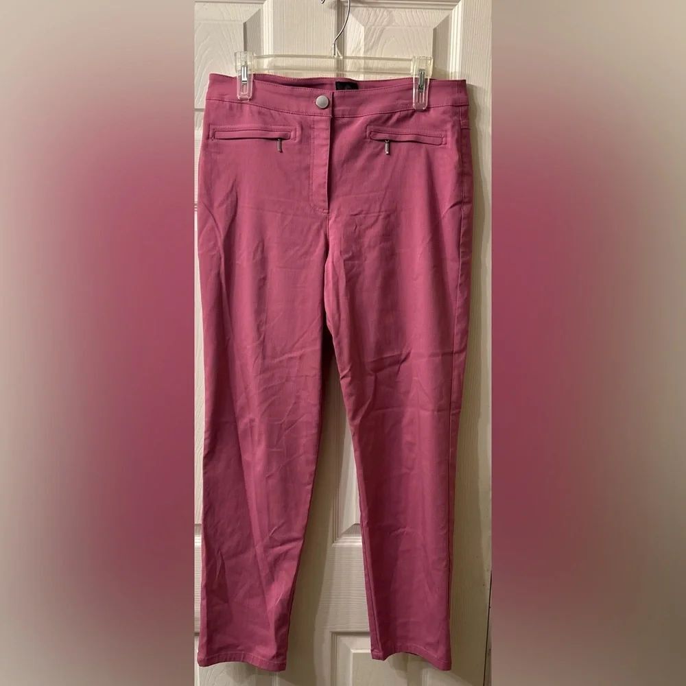 JM Collection Pink Cropped Ankle Pants with Clean Silhouette